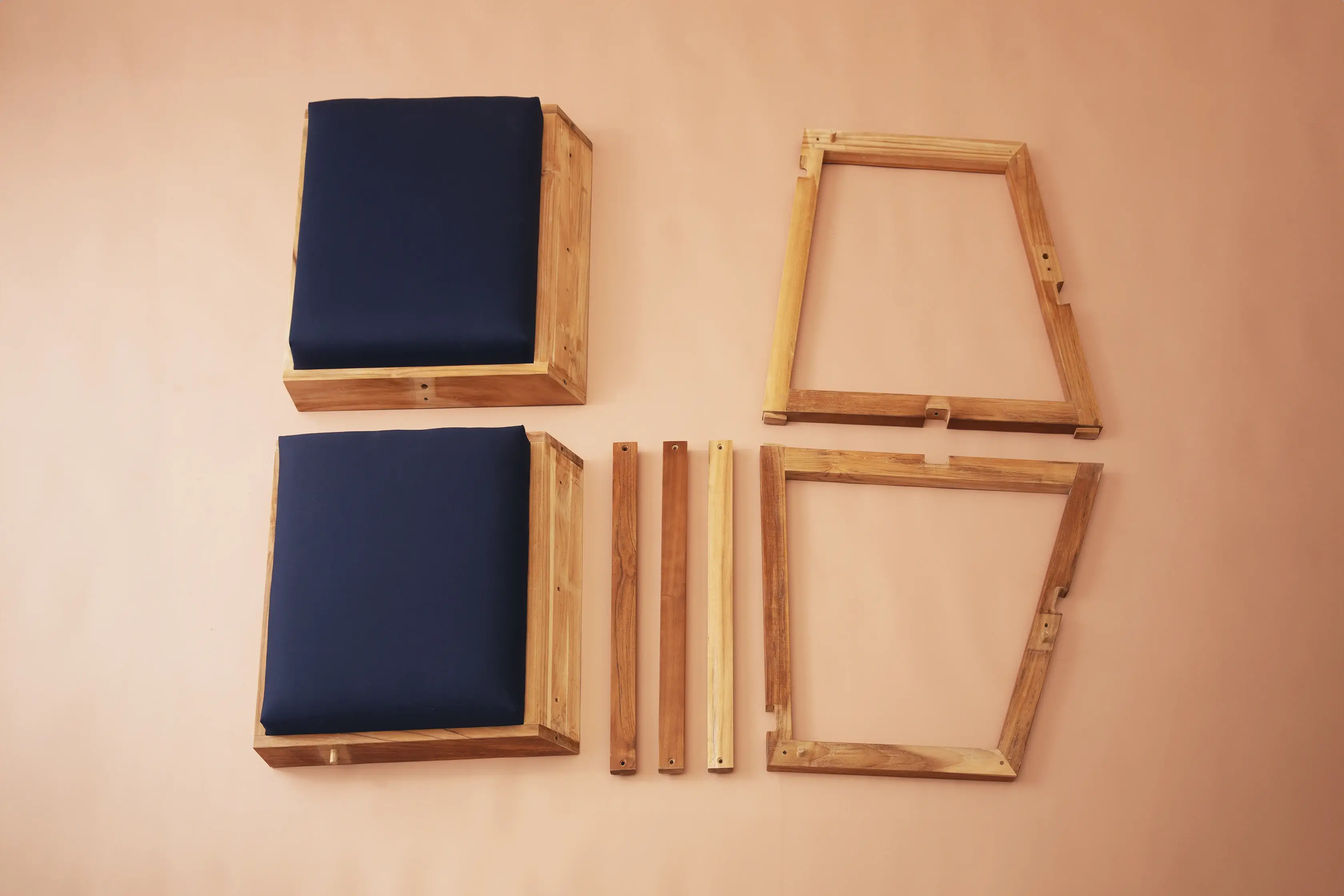 Begja furniture components shown before assembly