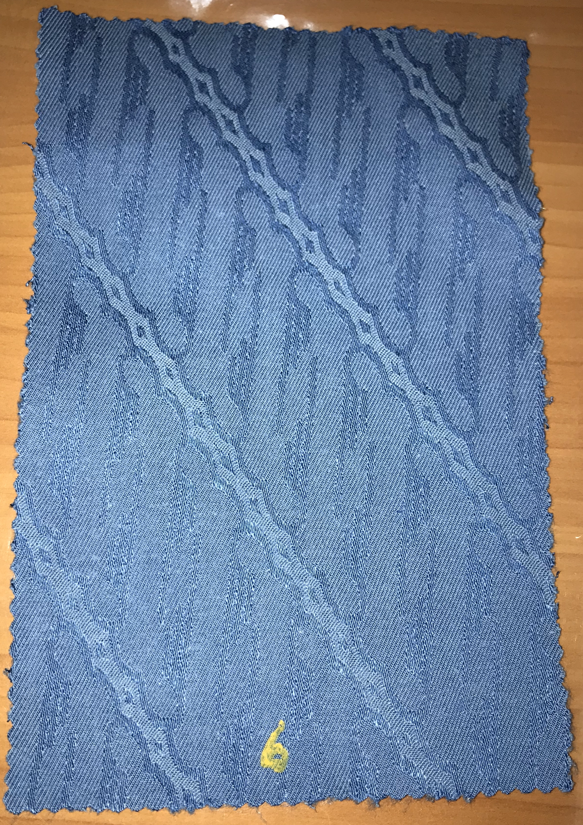 Custom denim jacquard with parang motif