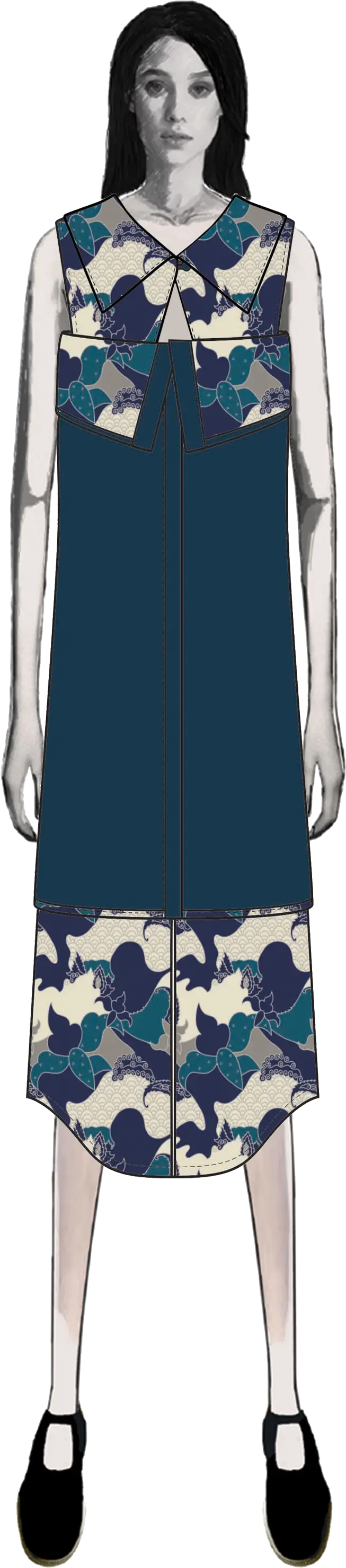 Kelir modular dress with detachable upper and lower components