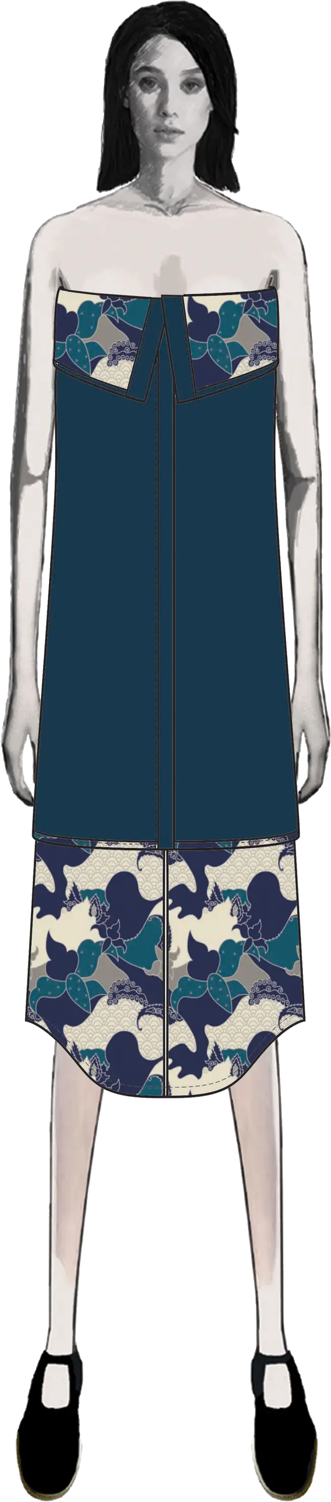Kelir modular dress with upper component removed