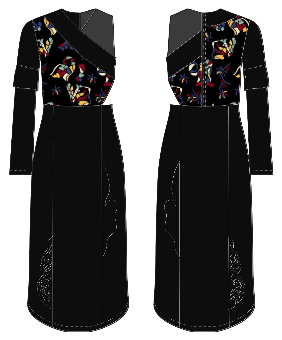Kelir black modular dress in reduced configuration