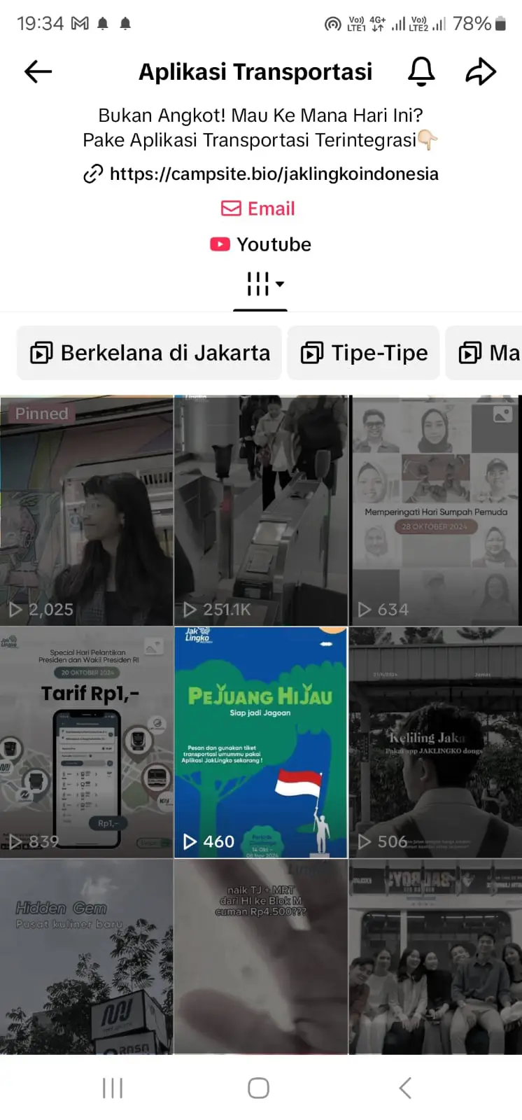 Pejuang Hijau campaign announcement shown on JakLingko’s official TikTok profile