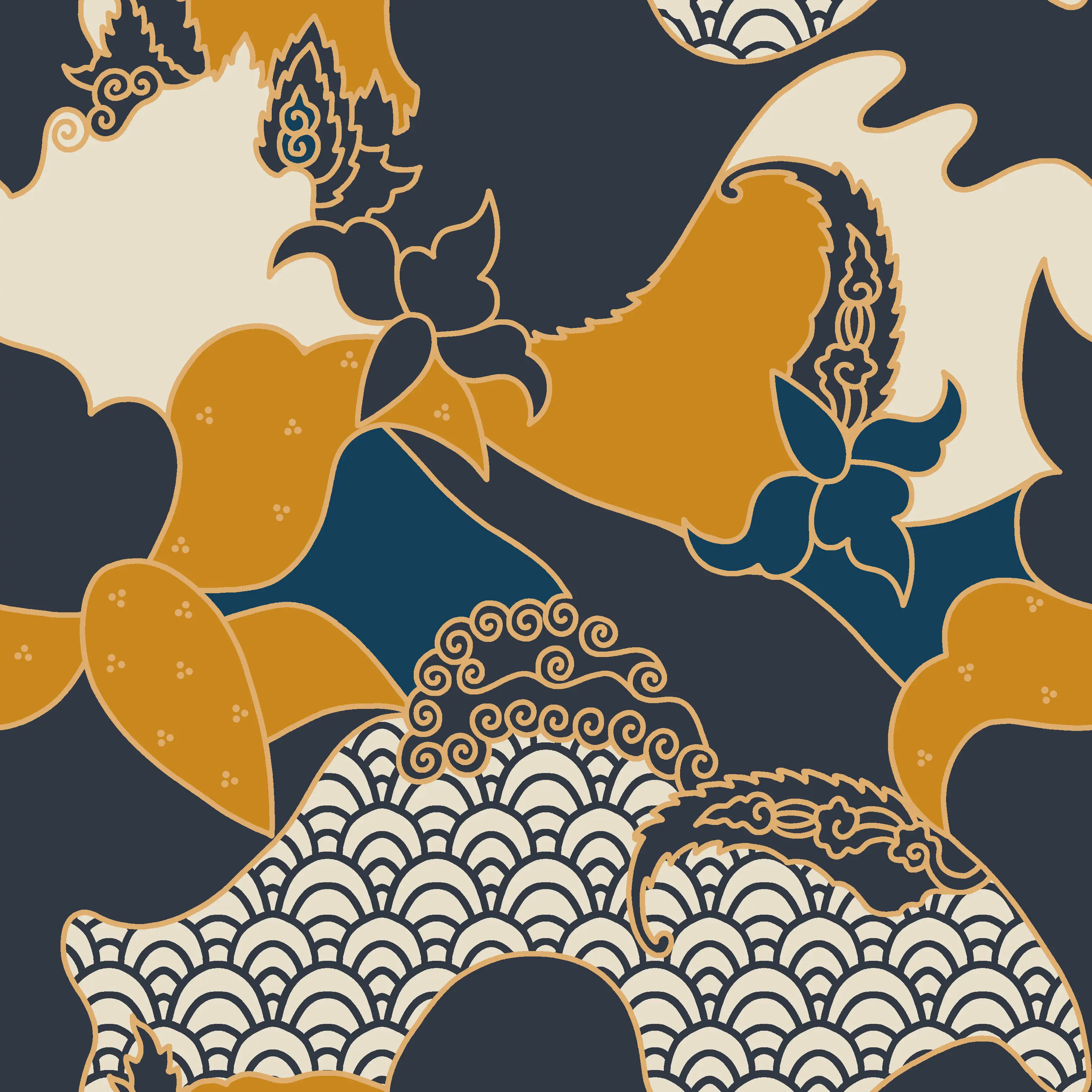 Kelir print developed by the pattern designer from the art direction