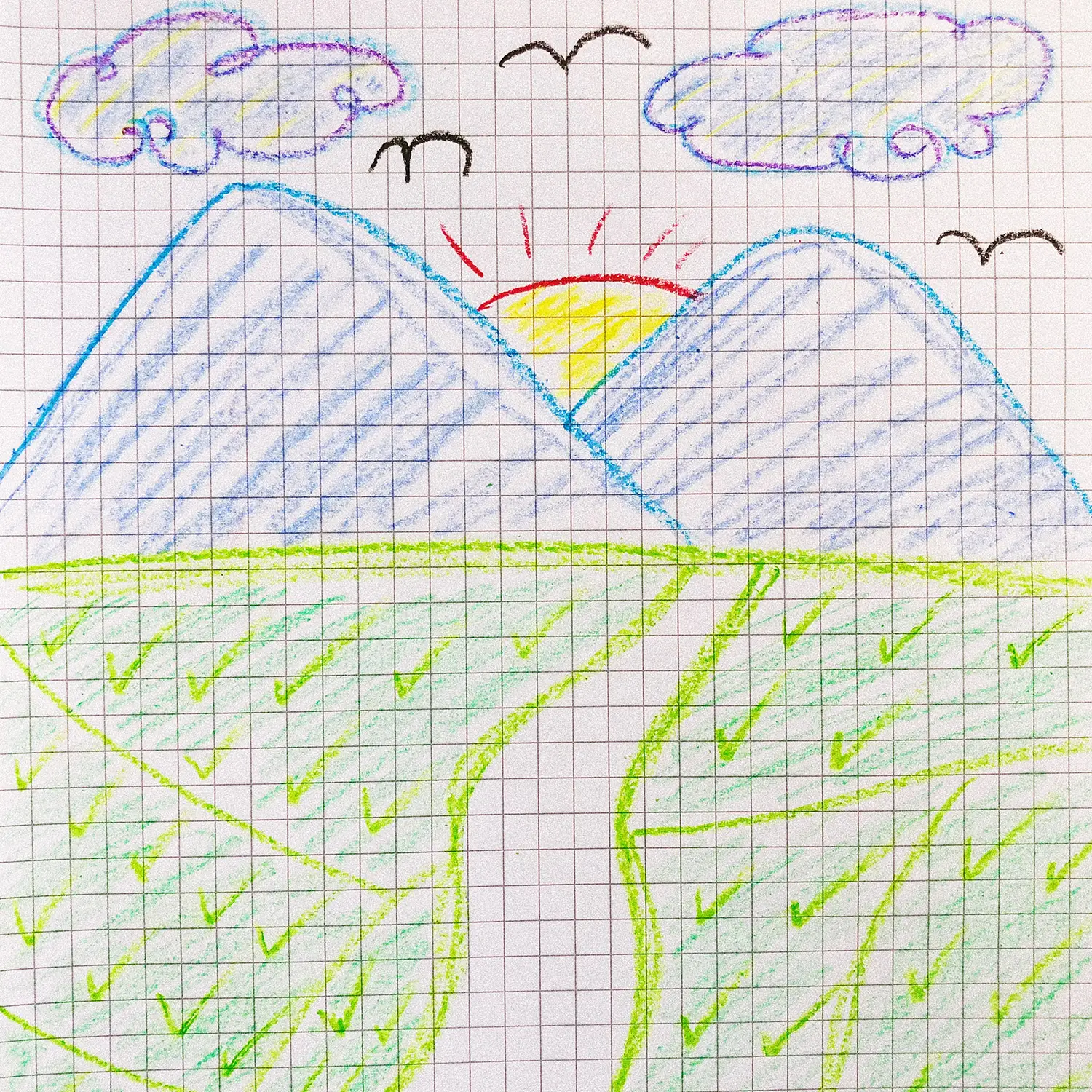 Initial sketch for the Kampong mountain print