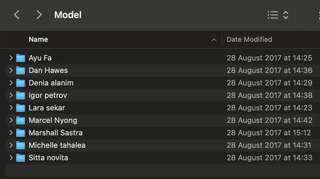 Padusan model shortlist folders
