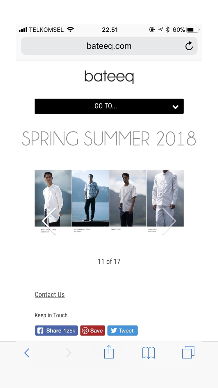 Padusan collection imagery displayed on Bateeq's mobile website