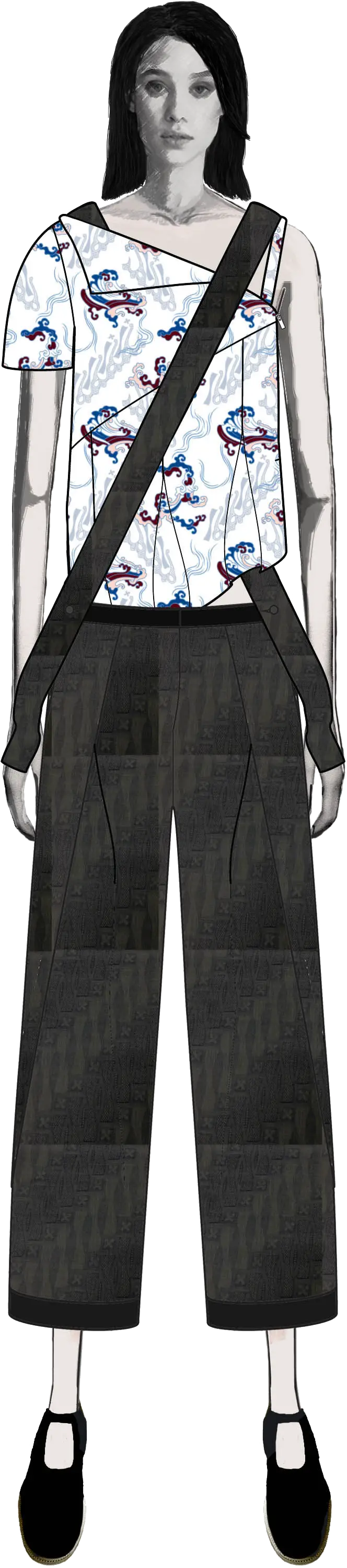 Padusan womenswear design using shifting layered construction