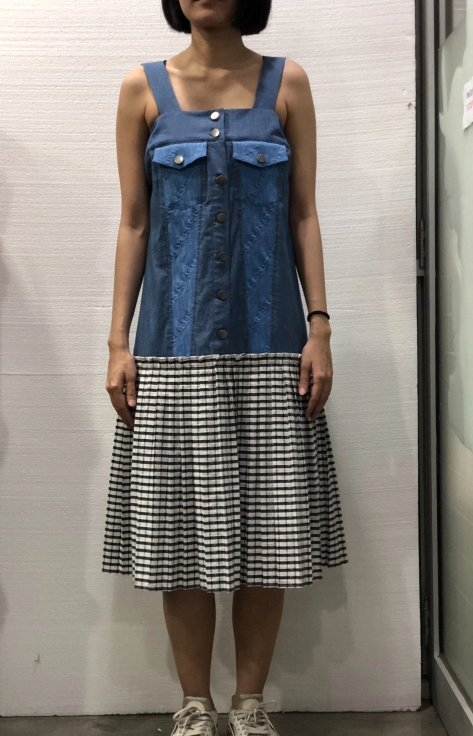 Kampong womenswear fitting with gingham and denim